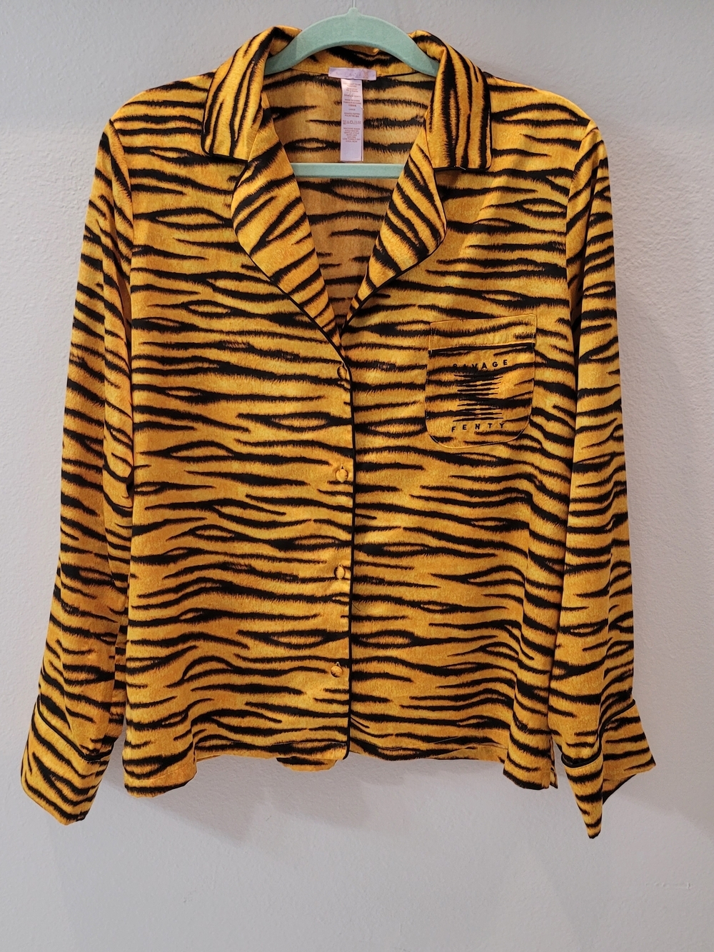 Savage X Fenty Yellow and Black Tiger-Print Sleep Top Size L - Picture 2 of 11